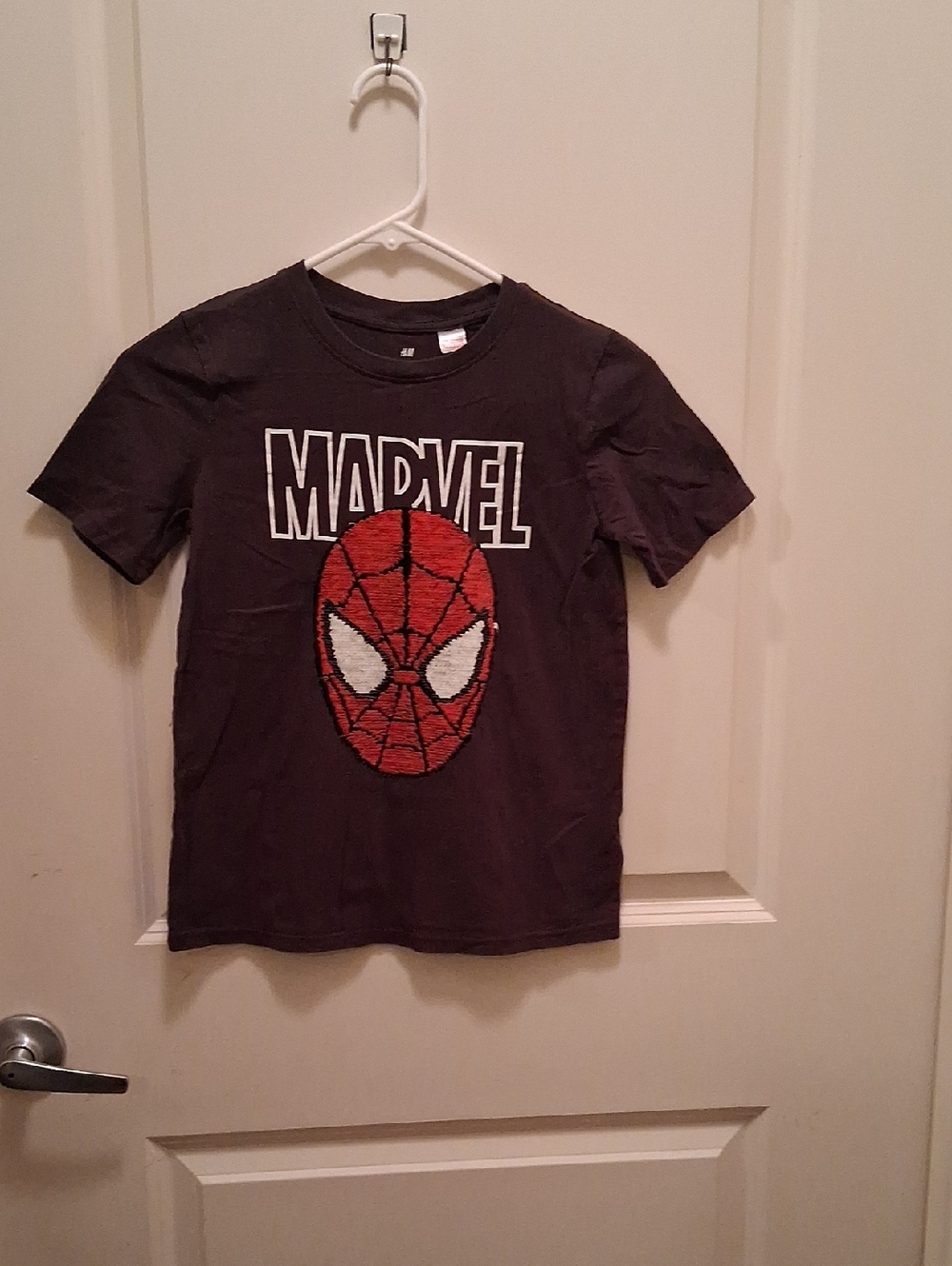 Marvel Brown Tee with Red Spider-Man Face and White Logo